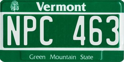 VT license plate NPC463