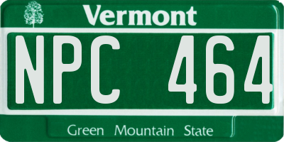 VT license plate NPC464