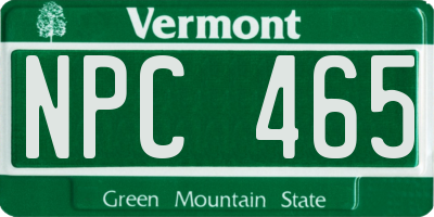 VT license plate NPC465
