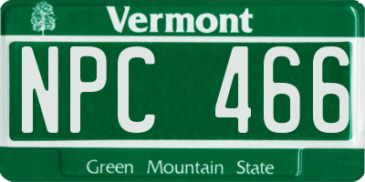 VT license plate NPC466