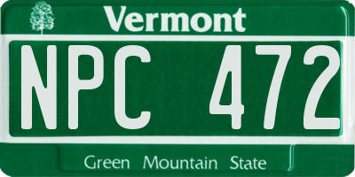 VT license plate NPC472