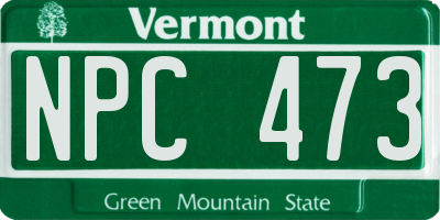 VT license plate NPC473