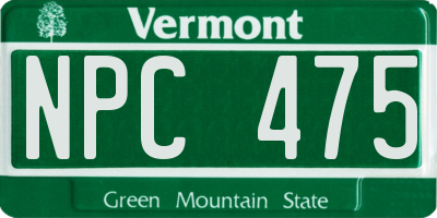 VT license plate NPC475