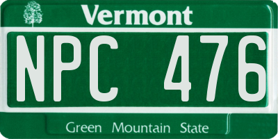 VT license plate NPC476