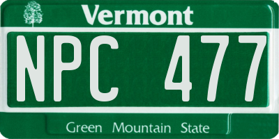 VT license plate NPC477