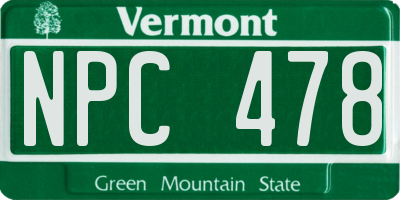 VT license plate NPC478