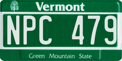 VT license plate NPC479