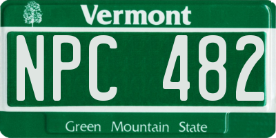 VT license plate NPC482