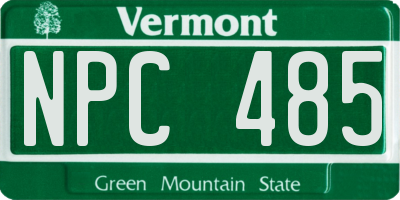 VT license plate NPC485