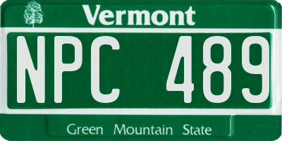 VT license plate NPC489