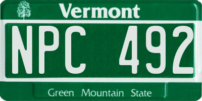 VT license plate NPC492