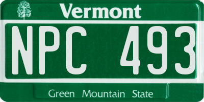 VT license plate NPC493