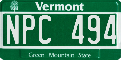 VT license plate NPC494