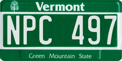VT license plate NPC497