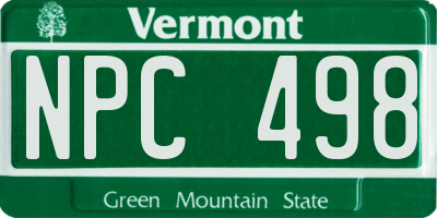 VT license plate NPC498