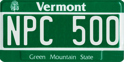 VT license plate NPC500