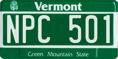 VT license plate NPC501