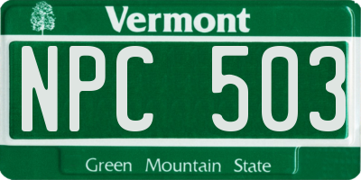 VT license plate NPC503