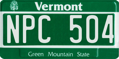 VT license plate NPC504