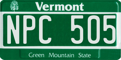 VT license plate NPC505