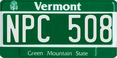 VT license plate NPC508