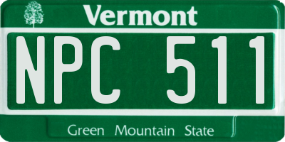 VT license plate NPC511