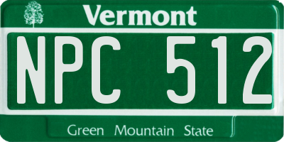 VT license plate NPC512
