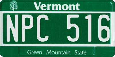 VT license plate NPC516