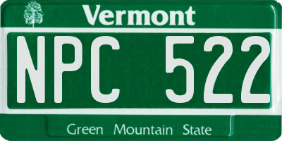 VT license plate NPC522
