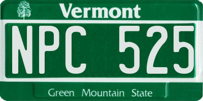 VT license plate NPC525