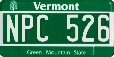 VT license plate NPC526