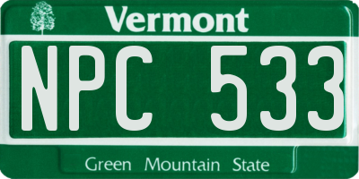 VT license plate NPC533