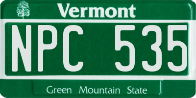 VT license plate NPC535