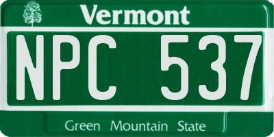 VT license plate NPC537