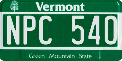 VT license plate NPC540