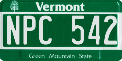 VT license plate NPC542