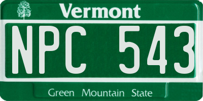 VT license plate NPC543