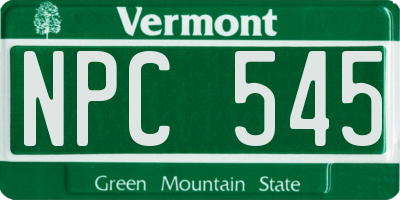 VT license plate NPC545