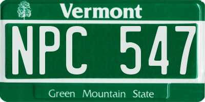 VT license plate NPC547