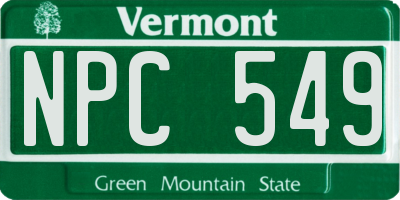VT license plate NPC549