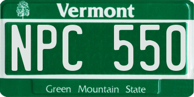 VT license plate NPC550