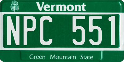 VT license plate NPC551