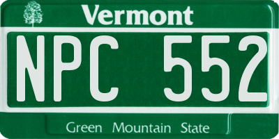 VT license plate NPC552