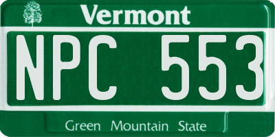 VT license plate NPC553