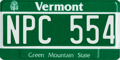 VT license plate NPC554