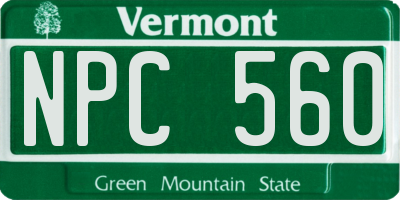 VT license plate NPC560