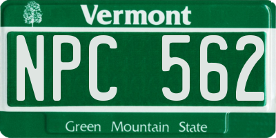 VT license plate NPC562