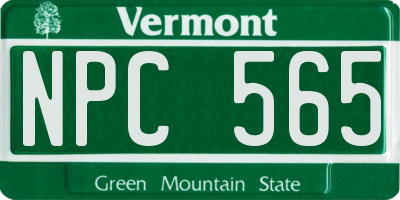 VT license plate NPC565