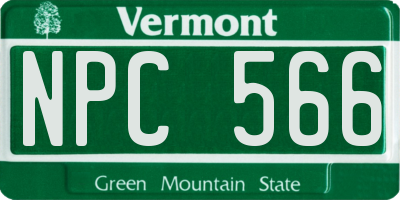 VT license plate NPC566