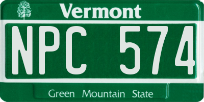 VT license plate NPC574